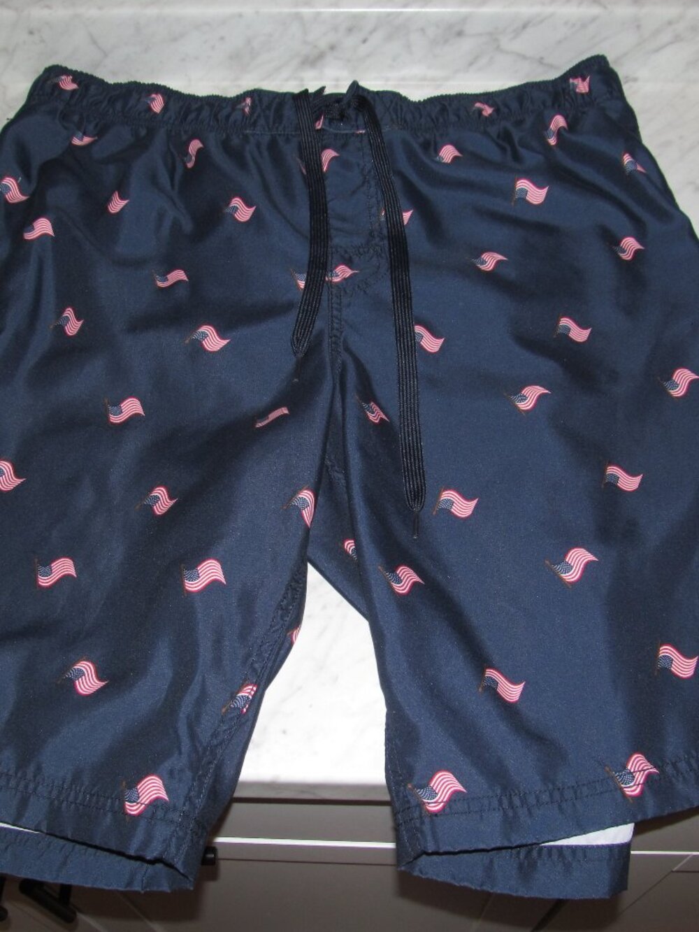Men's Swim Trunks Size 2XL 44-46 Faded Glory Flag Print 4th Of July Patriotic